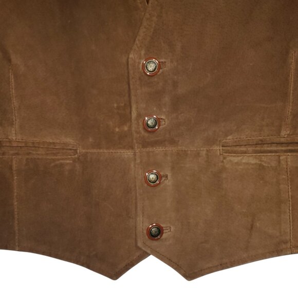 Beyond Leather Suede Vest Waistcoat Men's XL Tan Brown Western Rockabilly - Picture 2 of 5